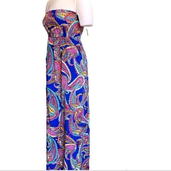 Banana Republic Strapless Maxi Dress BOHO Hippie Sz 4 Colorful Paisley #256A - Picture 2 of 6